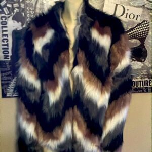 Beautiful chevron, fake fur coat from Forever 21.